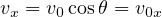 vx = v0cosθ = v0x  